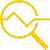 A yellow icon of a magnifying glass with a pulse wave going through it